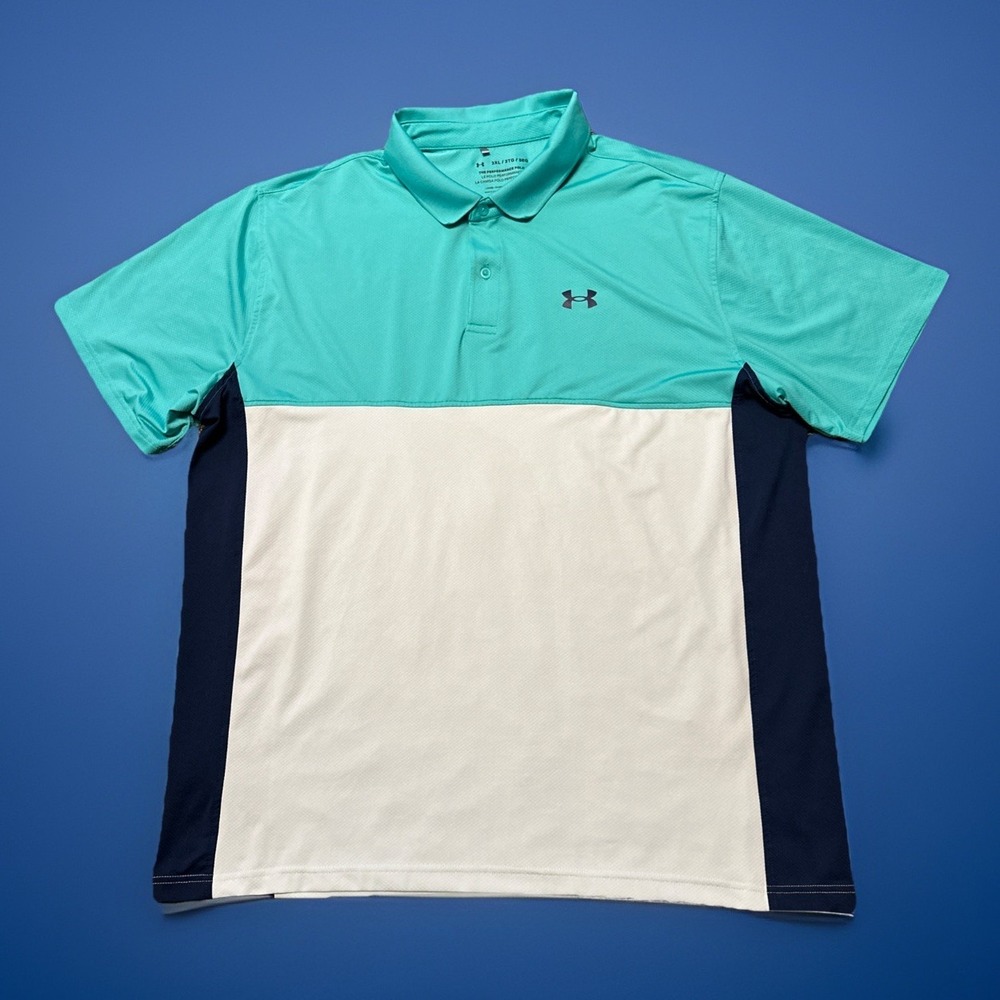 Under Armour The Playoff Polo Shirt Mens 3XL XXXL Blueโ Performance Stretch Golf